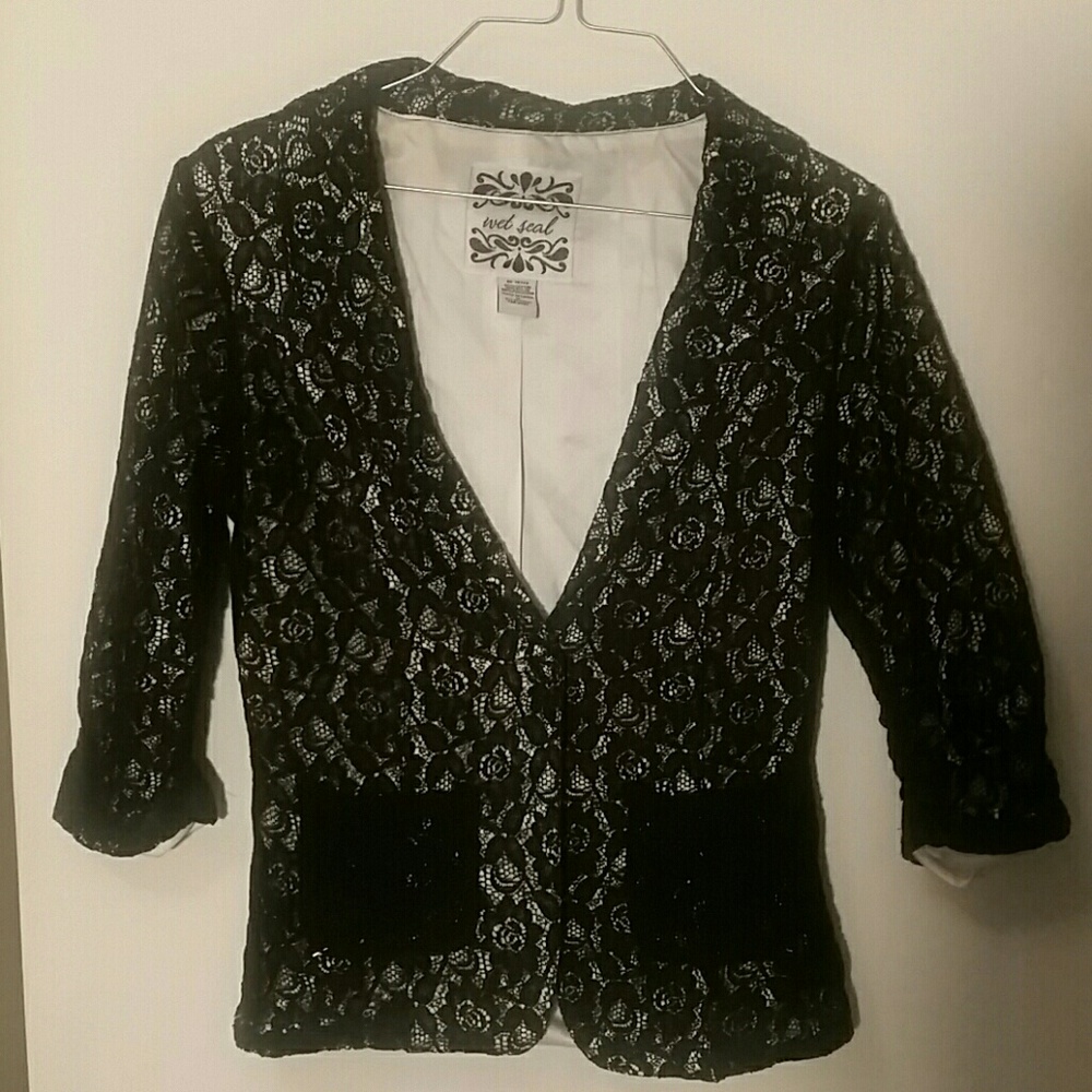 Lace floral pattern blazer